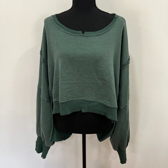 CURRENT! We The Free Camden Cropped Sweatshirt, New, XL, Green - Picture 5 of 7